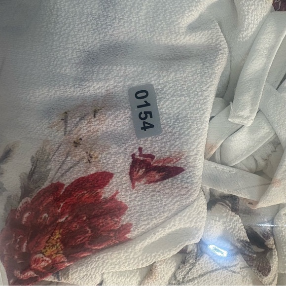 Romwe Cottagecore Off Shoulder Floral Dress Peasant Boho Mini Ivory M - Picture 11 of 11